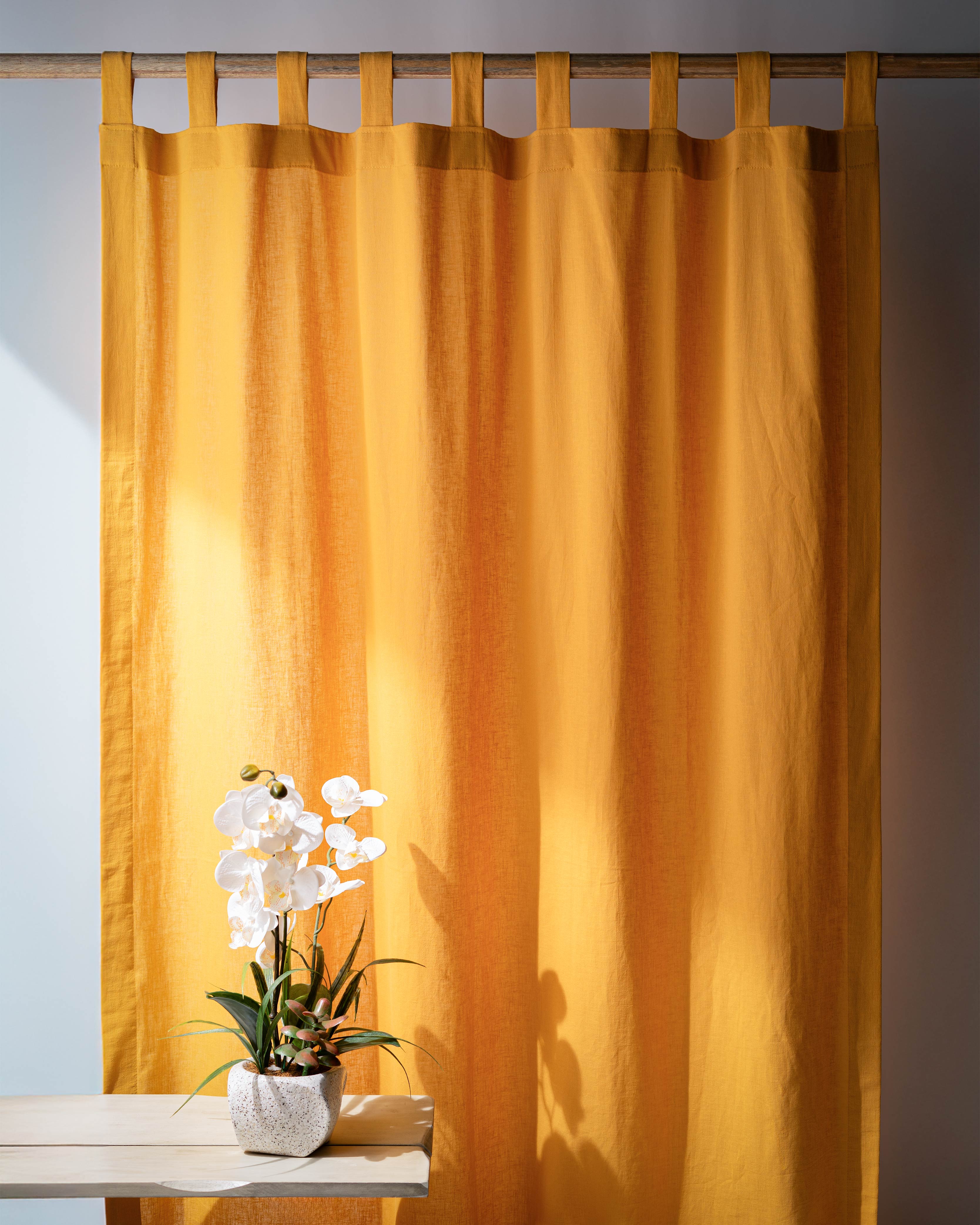 Mustard Yellow Cotton Linen Curtain